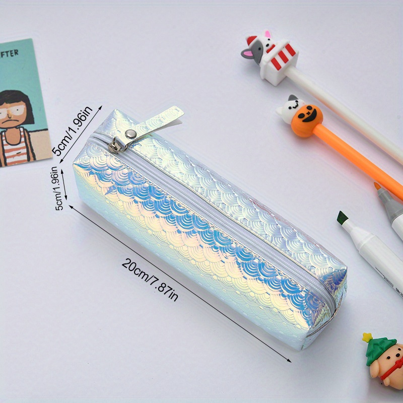 Adorable Transparent Pencil Case with Laser Flamingo Design