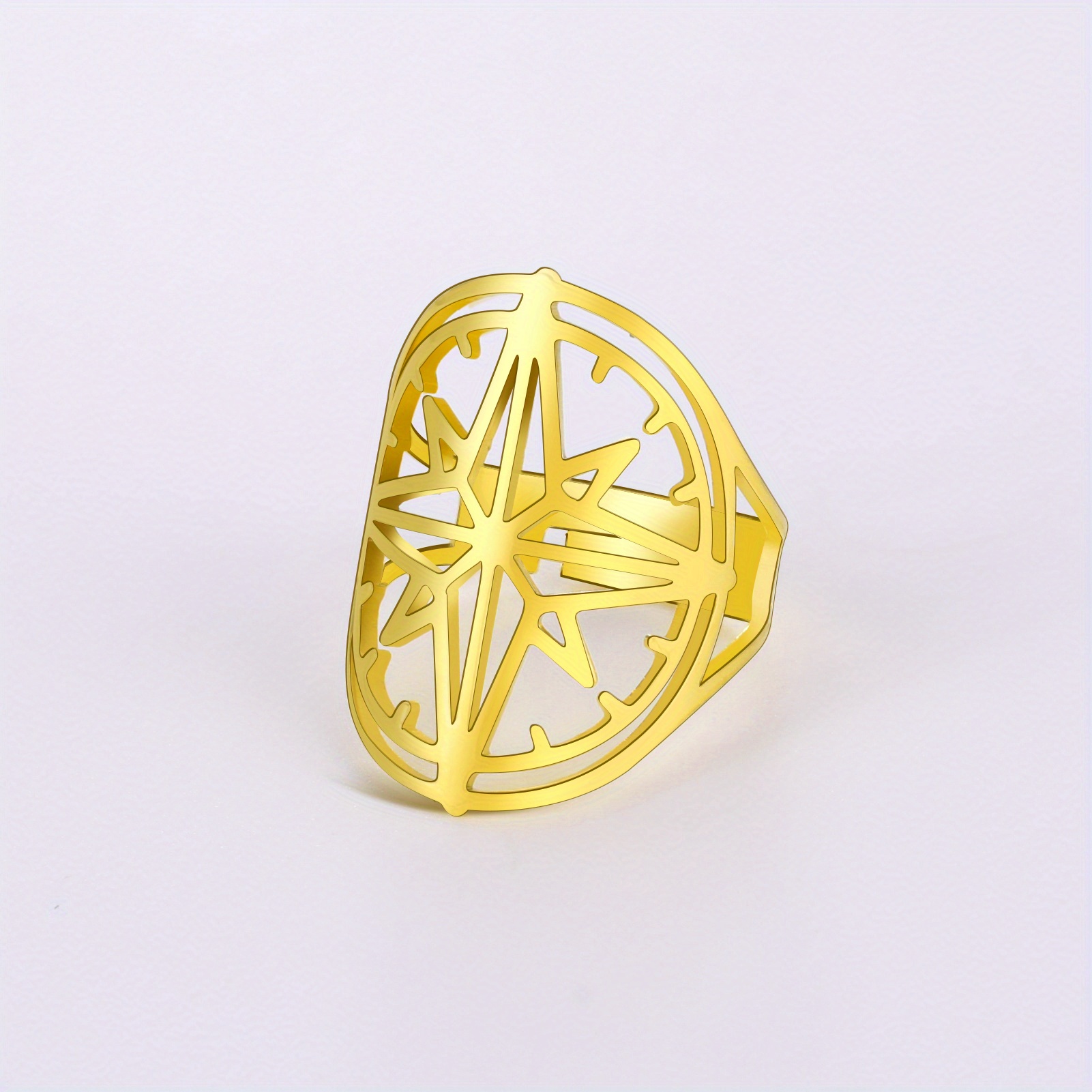North Star Ring Open Adjustable Stainless Steel Hollow Finger Ring For ...