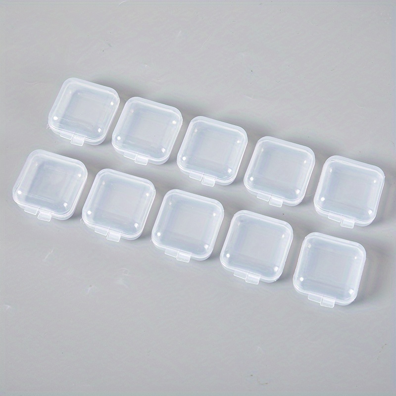 10pcs Mini Boxes Rectangle Transparent Plastic Jewelry Storage Case  Container Packaging Box For Earrings Rings Beads Collecting Small Items