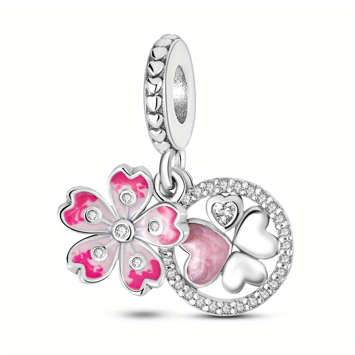 Pink Flower Bead Charm