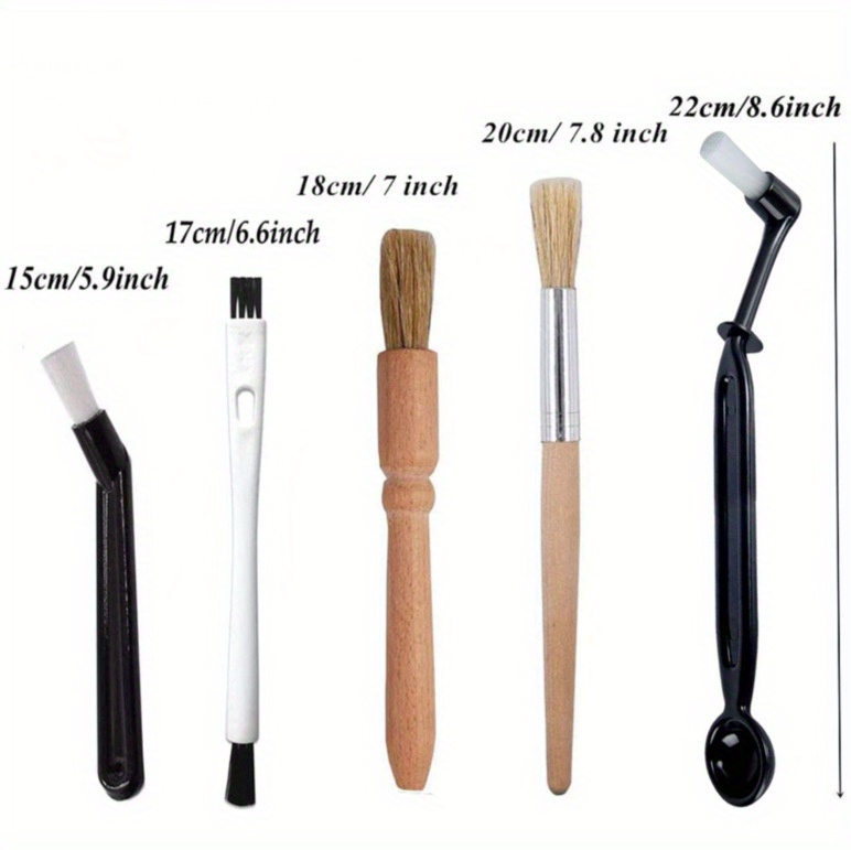 popular   5pcs coffee machine cleaning brush set with wooden handle portable manual grinder and head brushes for   room patio no power needed details 1