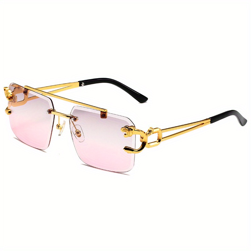 Vintage Retro 60s 70s Double Bridged Clear Pink Sunglasses 