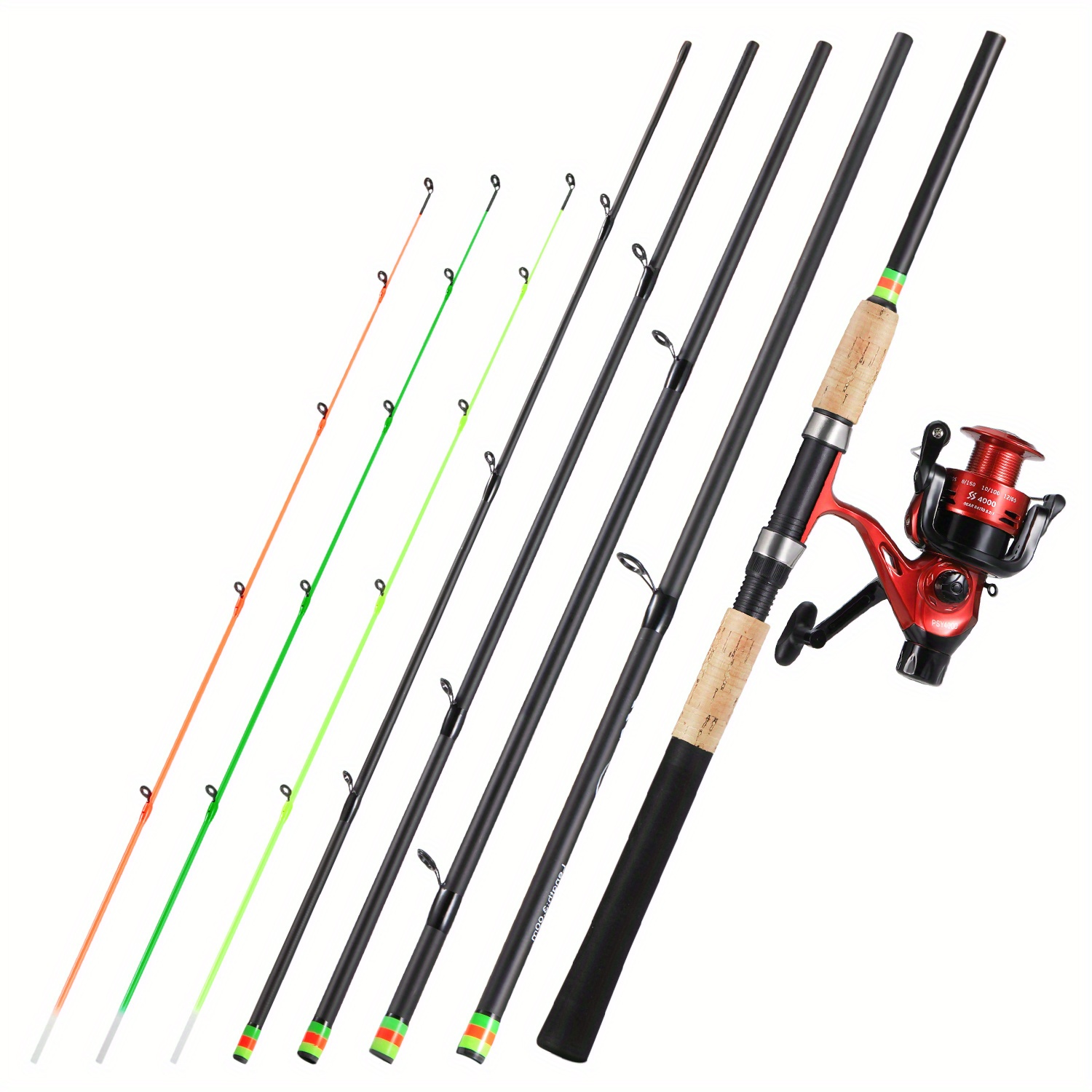 Sougayilang Feeder Carp Fishing Rod Reel Combos 6 Section */9.8ft Feeder  Rod Super Hard Spinning Rod And Spinning Reel For Carp Fishing Kits