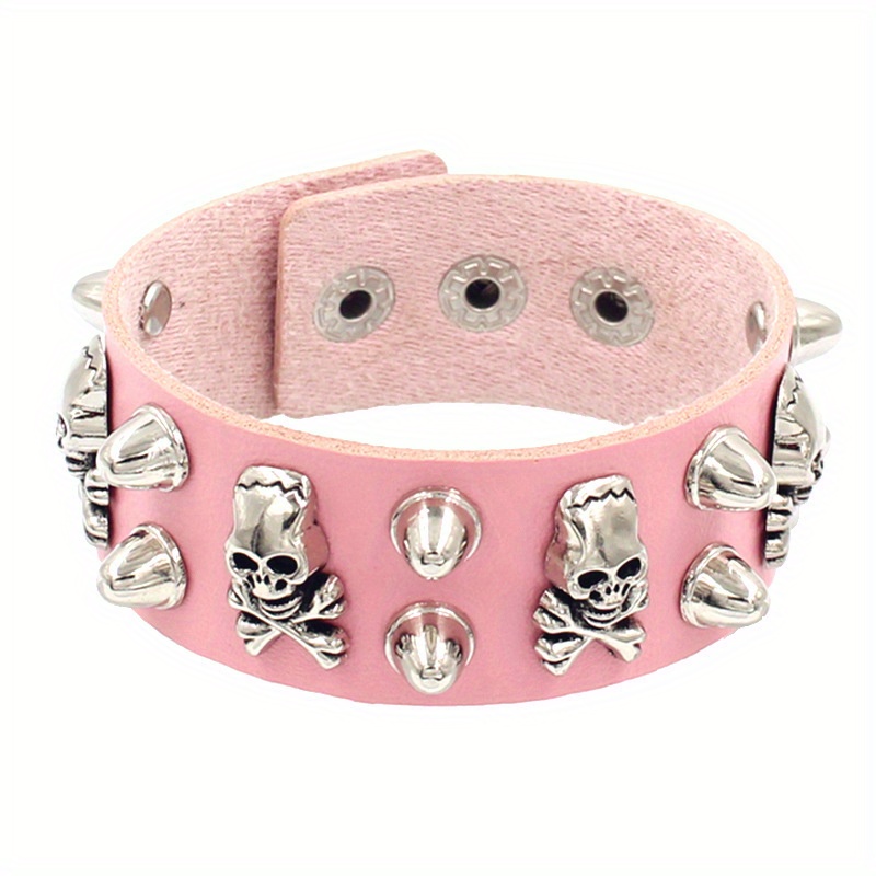 Skull Head Rivet PU Leather Bracelet Unisex