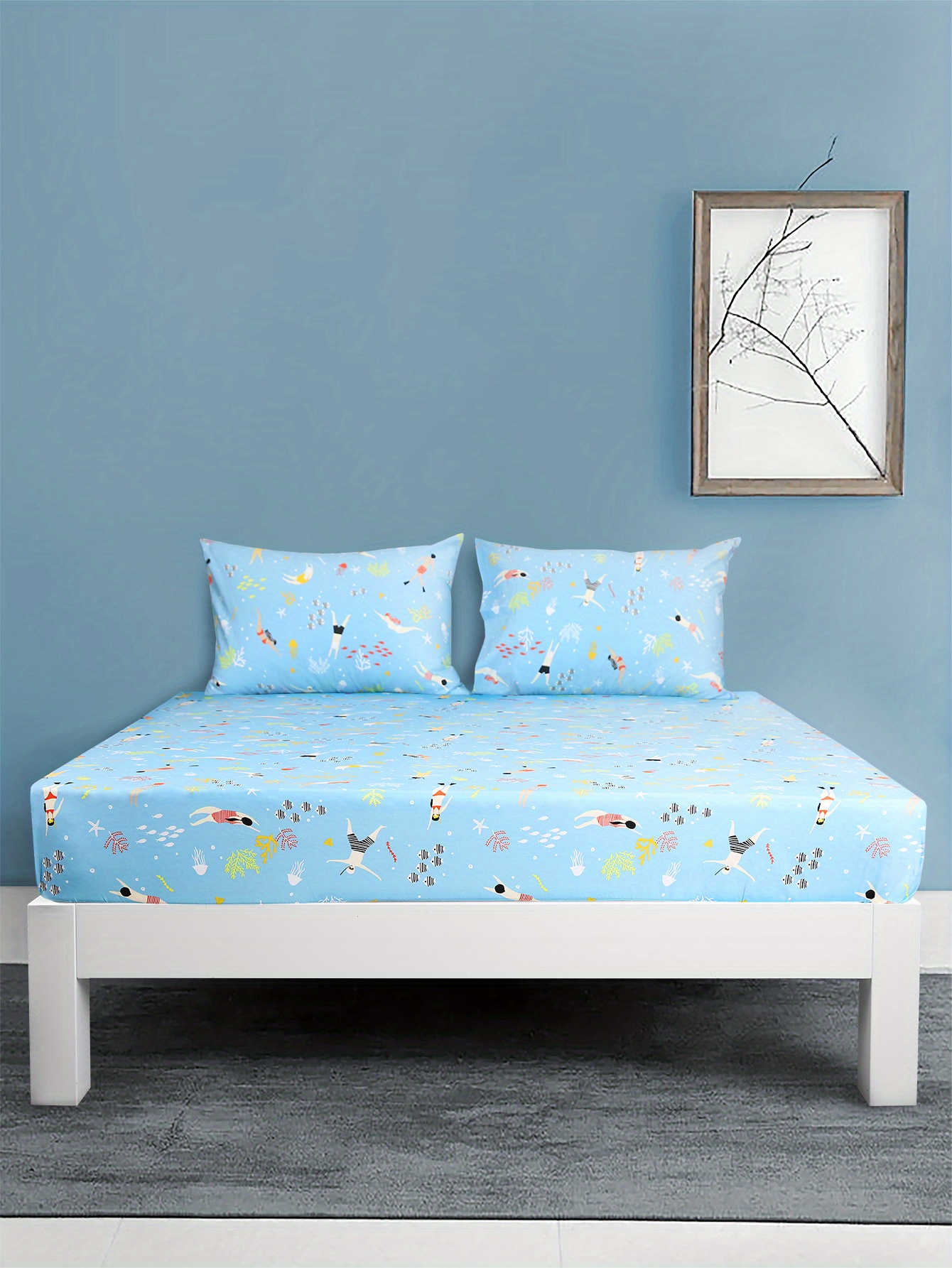 Completo lenzuola cotone letto 160 cm 4 pezzi Sirius Blu - Biancheria da  letto - Eminza