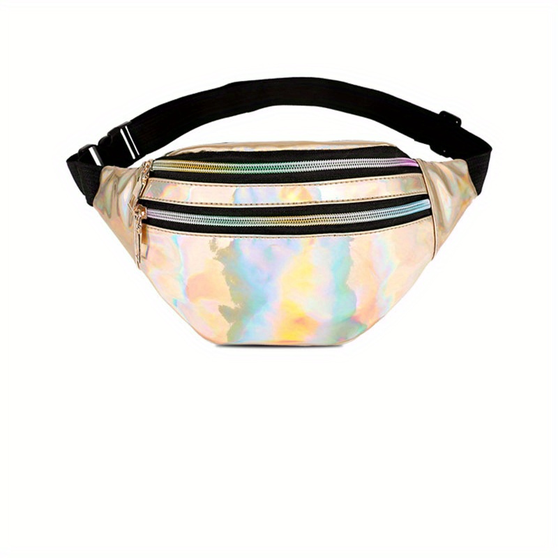 Trendy Laser Waist Bag For Women Holographic Crossbody Bag Casual ...