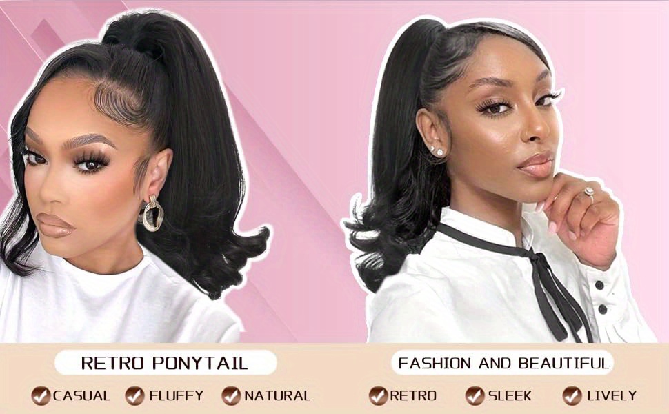  straight drawstring ponytail synthetic hair extensions tail warping ponytail hair for natural fluffy   straight ponytai details 0