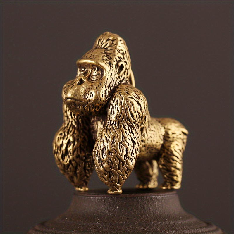 Antique Gorilla Brass Statue - Handcrafted Copper Ornament For Home Decor,  Desktop Decor, And Scene Decor - Temu