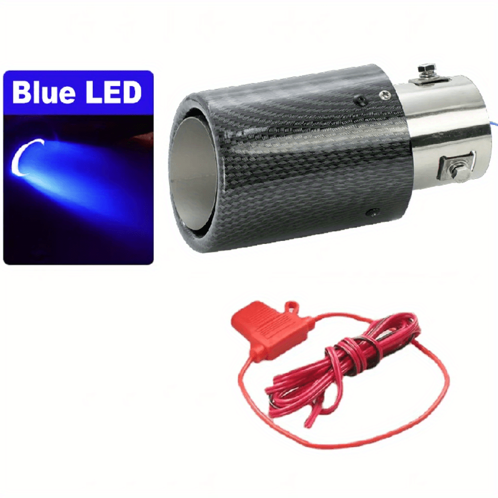 Universale Auto Modificata 35-63mm Scarico Marmitta Punta Coda Fibra Di  Carbonio Rosso LED Fiammeggiante Blu Luminoso Cromo Silenziatore Turbo Sport