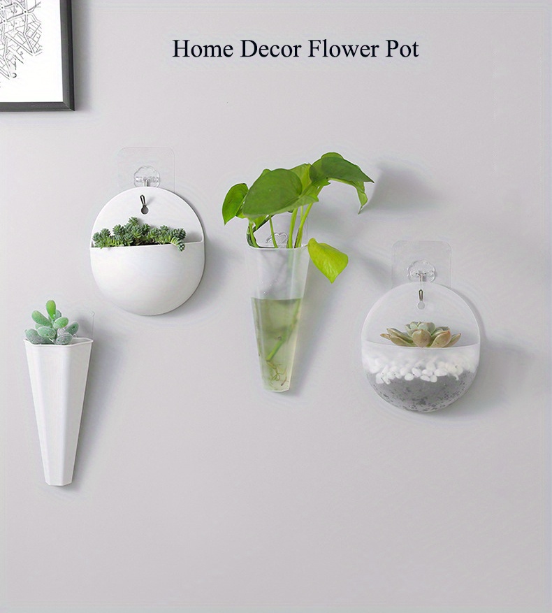 Wall Mounted Flower Pot White Plastic Hanging Planter Pot Temu