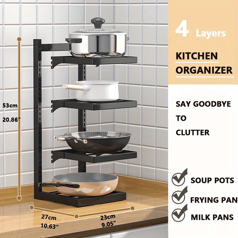 Household Kitchen Pot Holder, Stainless Steel Multi-layer Storage Rack Under  Sink, Layered Pot Pan And Lid Rack, Cooker Organizer, Household Cabinet  Storage Accessories - Temu