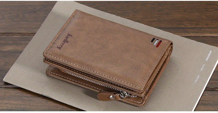 Baellerry, Billetera corta retro de negocios para hombres, con múltiples ranuras para tarjetas, cierre de cremallera y hebilla de cuero PU, Ideal para tarjetas bancarias, sólido en color oscuro para un toque de estilo y funcionalidad