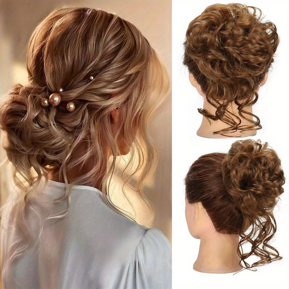 Messy Bun Hair Piece Tousled Updo Tendrils Hair Bun Temu