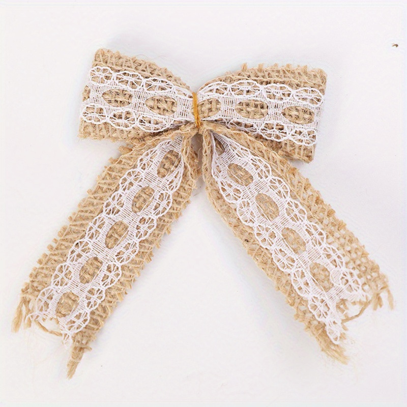 Burlap Bows Diy Jute Bows Vintage Hessian Bow Tie Handmade - Temu