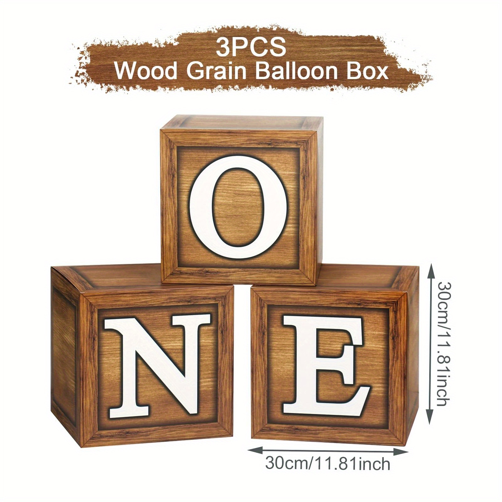4pcs, Woodland Baby Shower Decorations - 4pcs, Wood Grain Blocks with  Printed BABY ONE Letters - Perfect for Centerpieces and Party Boxes - Ideal  for