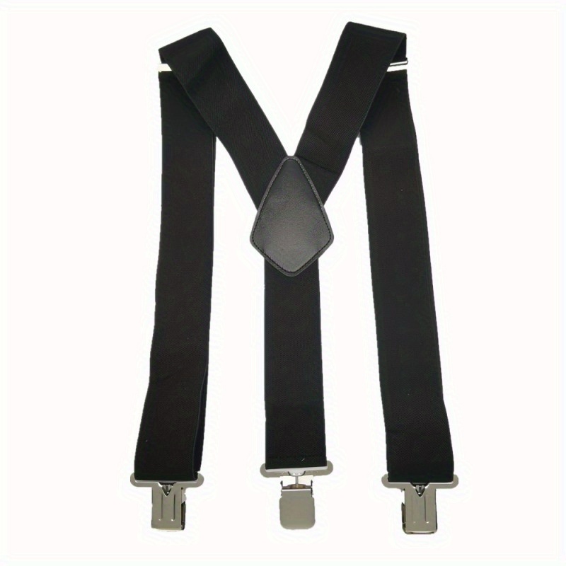 Large Strong 3 Clips On Men's Suspenders Unisex Braces 50mm Wide High Elastic Adjustable Suspender Belt For Heavy Work