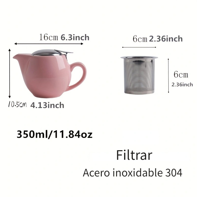 Tetera Newness de acero inoxidable pulido con tapa/filtro de té infusor  extraíble, tetera para el hogar, tetera para hojas sueltas y bolsas de té