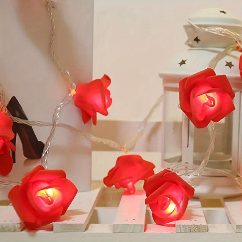 led rose flower string lights 10 leds rose lamp fairy string lights for indoor outdoor diy lights decorations for mothers day valentines wedding garden party with battery box battery not included details 4