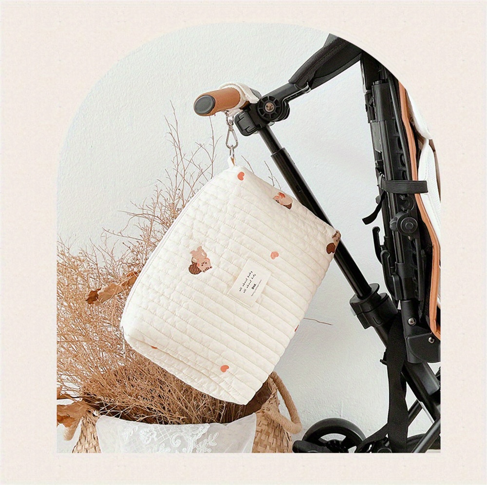 ins zipper embroidery cotton   bag baby stroller storage hanging bag diaper bottle finishing bag   bag details 1