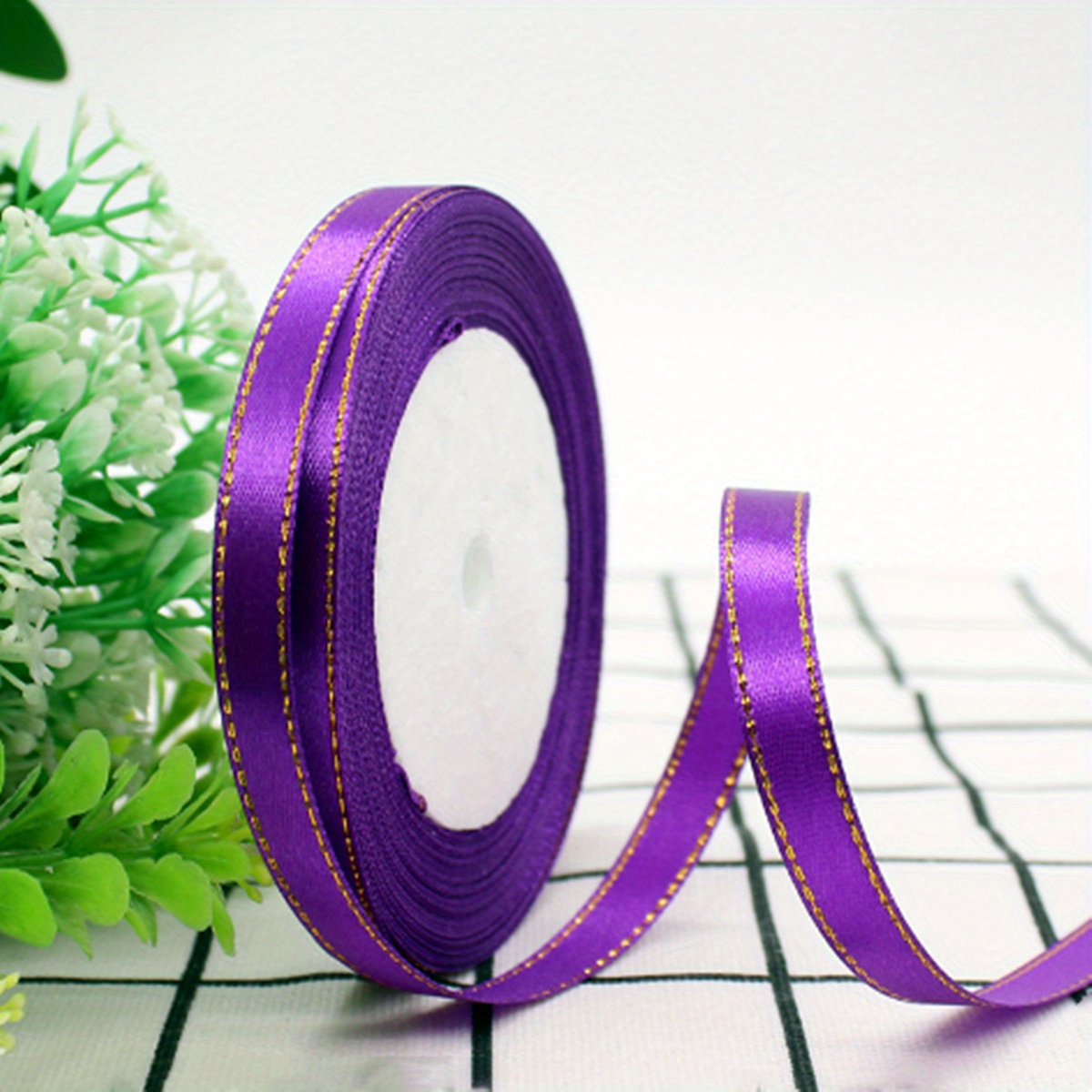 Purple Gold Ribbon, Purple Satin Ribbon