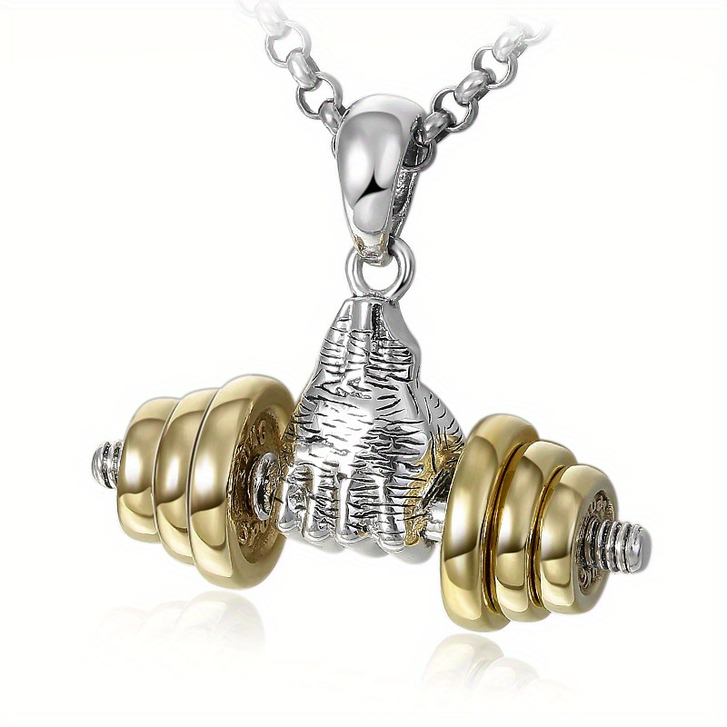 E-shop Modisches kreatives Design Handhaltung Hantel Anhänger Halskette für Männer Mode Sportstil Fitnessstudio Party Straßenschmuck Geschenk
