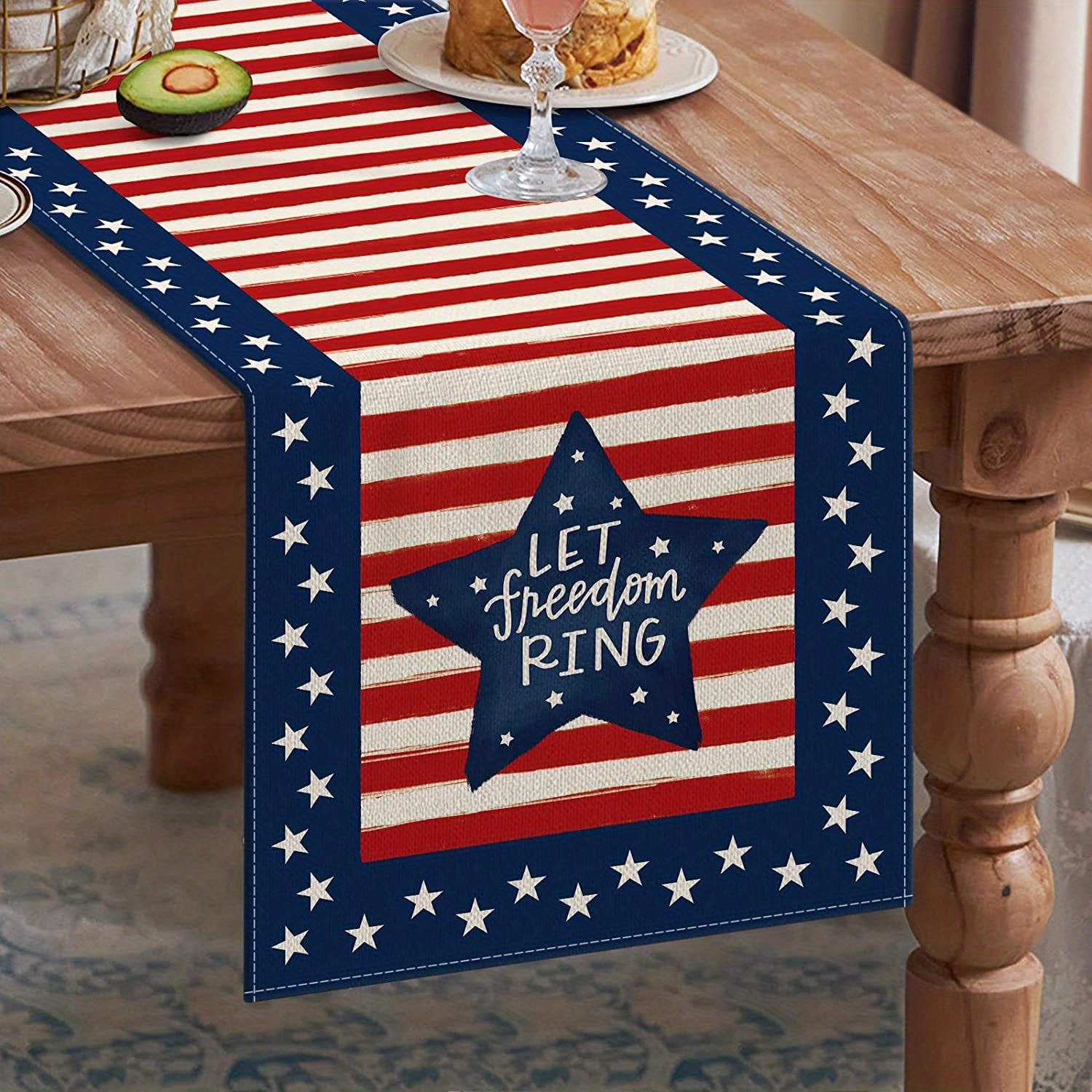 XCHI America Stars Patriotic Table Runner – 13x72 Inch, 4th Of July Memorial Day Decoration For Home Kitchen - View #7