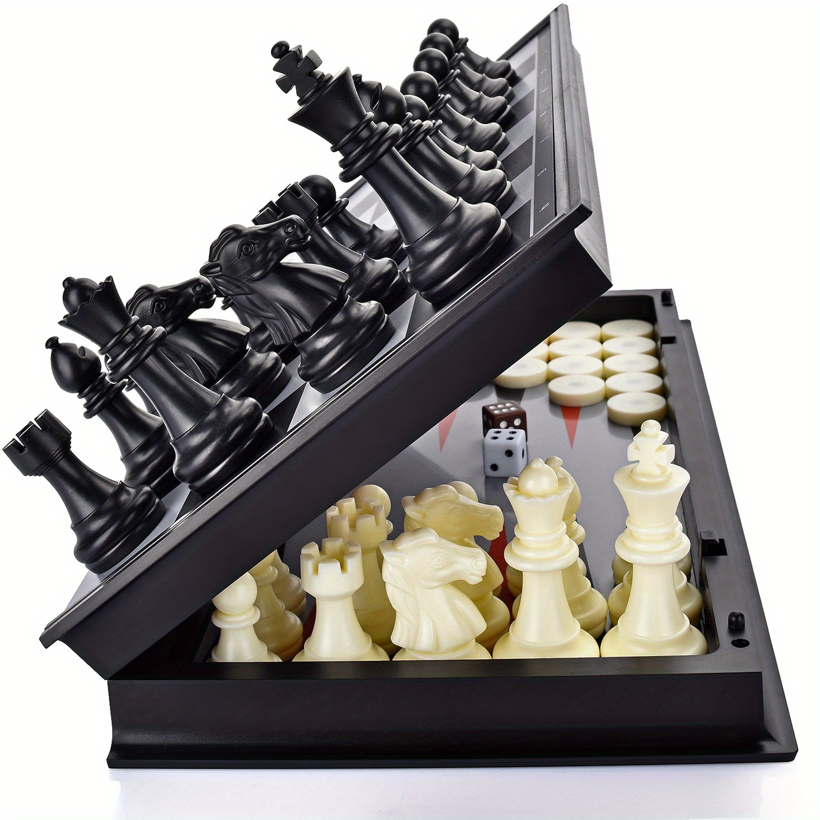 Chess Set, Folding Storage Wooden Chess Board Sets, 15/38cm Wooden Chess,  Chess, Backgammon And Checkers 3 In 1 Chess Board Game For Adults And Kids  - Toys & Games - Temu