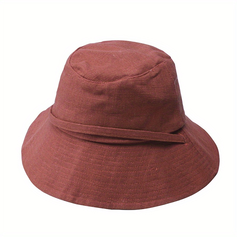 Solid Color Casual Bucket Hat Tied Lightweight Sunscreen - Temu