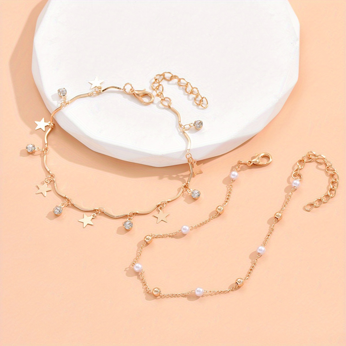 2 Star Pendant Anklets