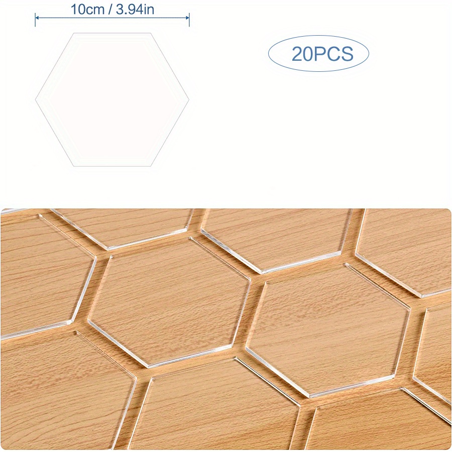 Plaques vierges hexagonales en acrylique transparent, carreaux de