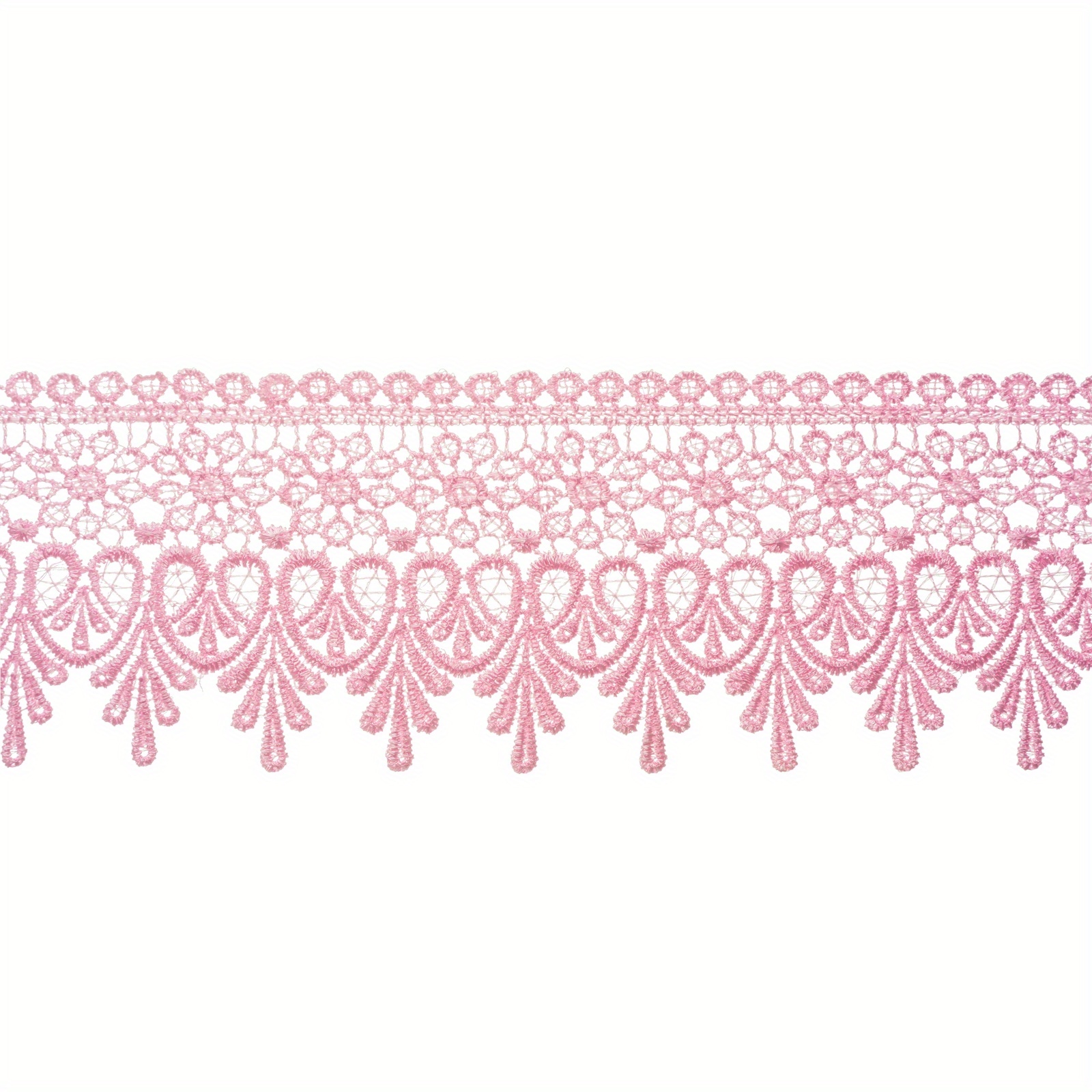 Wide pink Lace Ribbon Trim With Big Flower Stock Vector