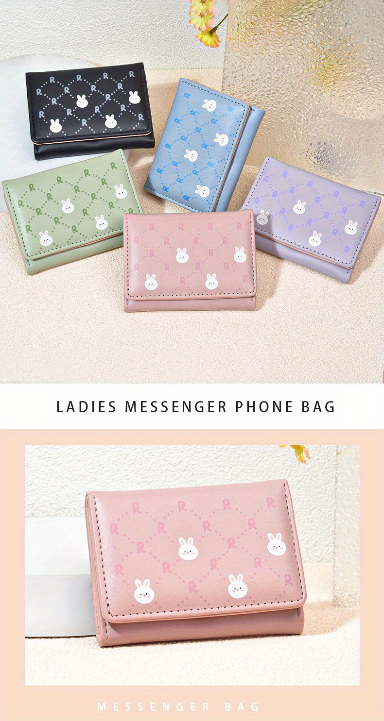 Kawaii Bunny & Carrot Pattern Short Wallet, Trifold Coin Purse, Classic  Credit Card Holder - Temu