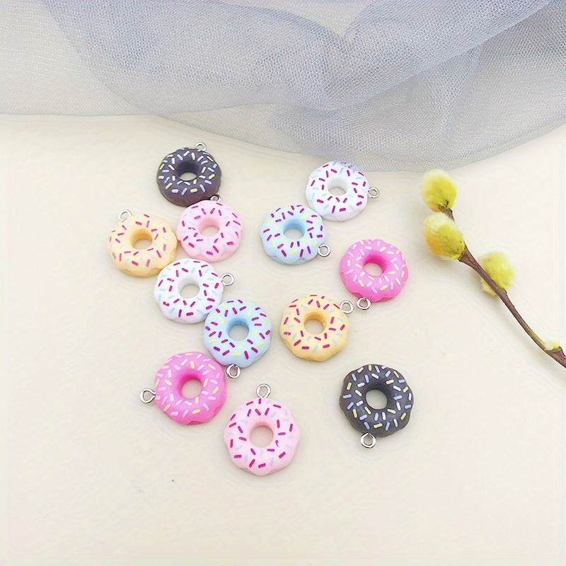 Lot 3d Resin Cartoon Charms 6 Colors Cute Doughnut Charms - Temu