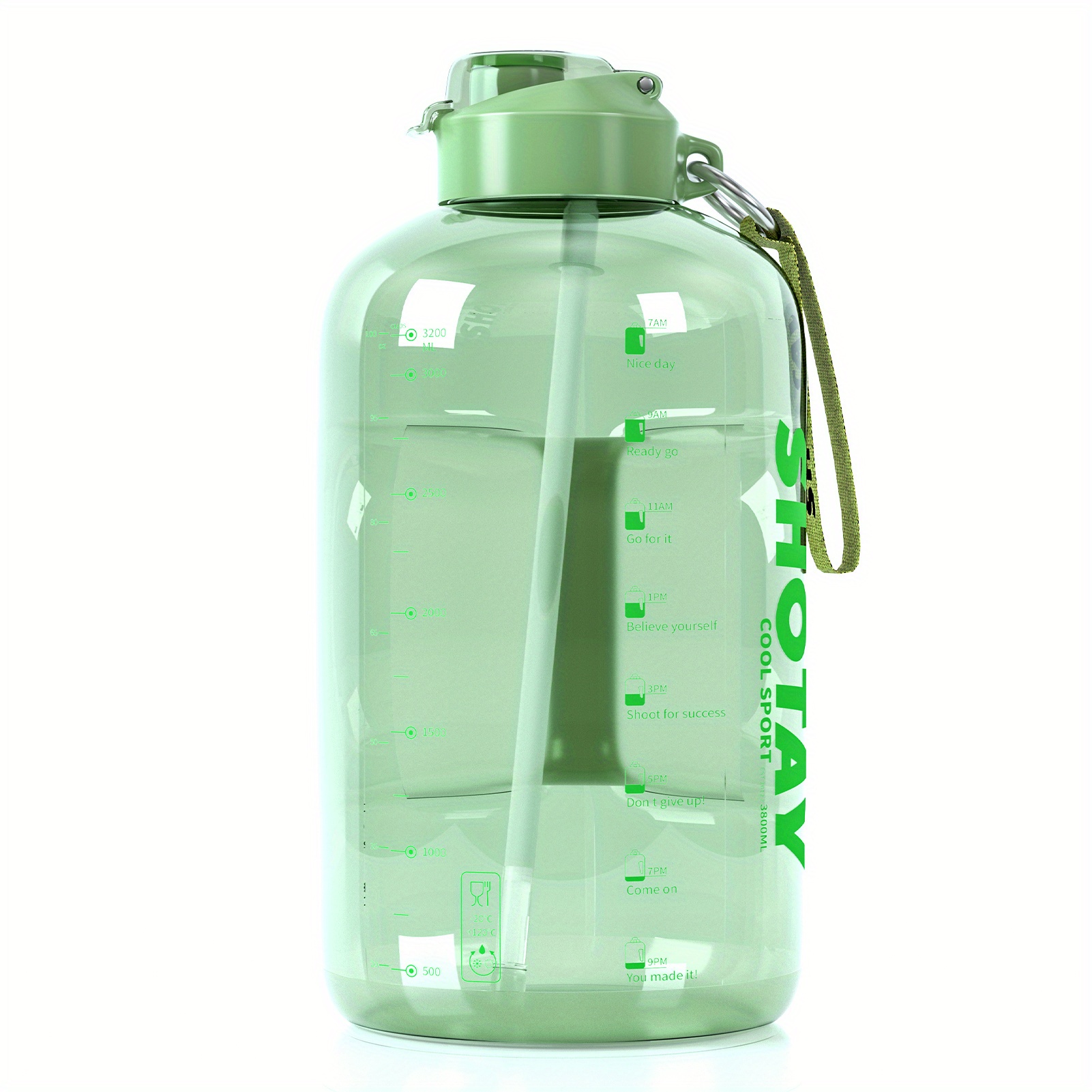 1 Gallon Motivational Sports Water Bottle with Time Marker Sport Water Jug  128oz