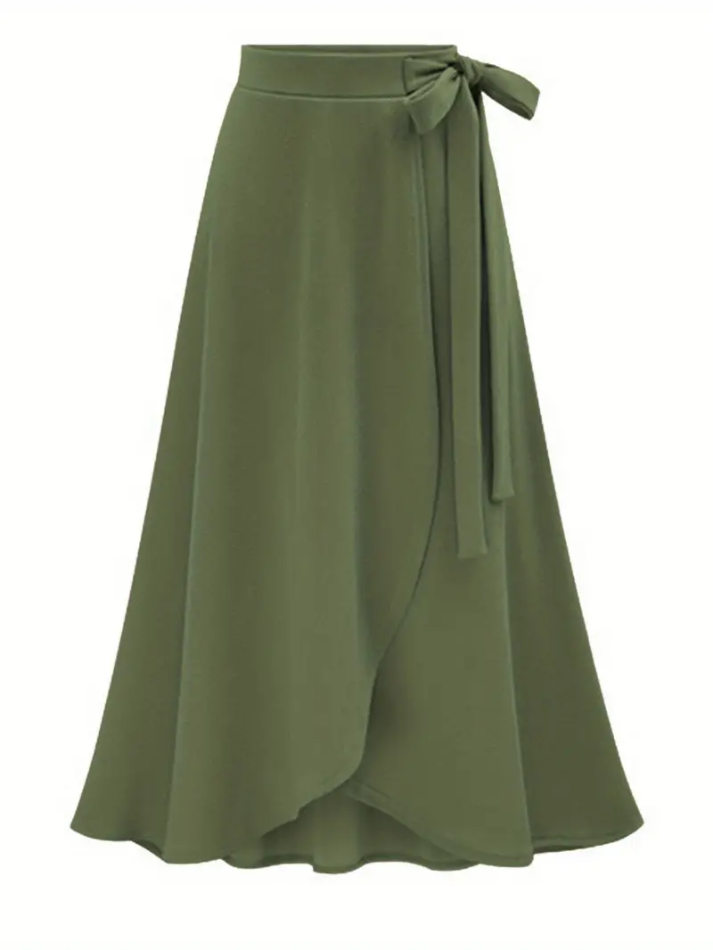Plus Size Solid Color Side Knot Layered Maxi Skirt Women's - Temu
