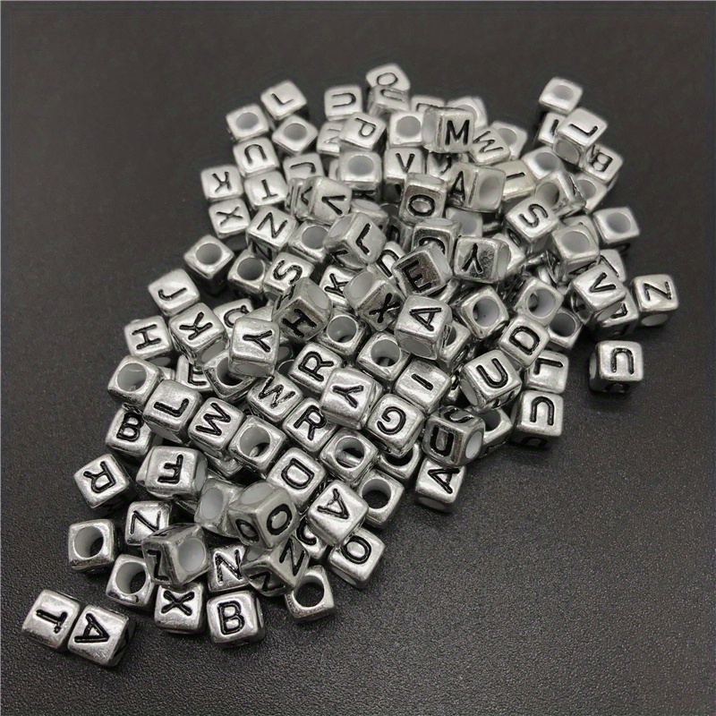 500Pcs White Cube Letter Beads with Colorful Letter E 6x6mm Acrylic Vowel  Letter Beads Square Alphabet Loose Beads for DIY Bracelet Necklace Jewelry