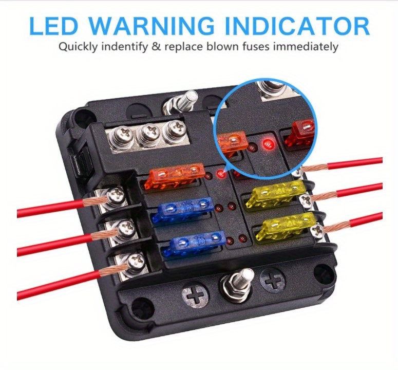 6 way 12v/24v Fuse Box W/ Led Indicator Light Perfect Cars Temu