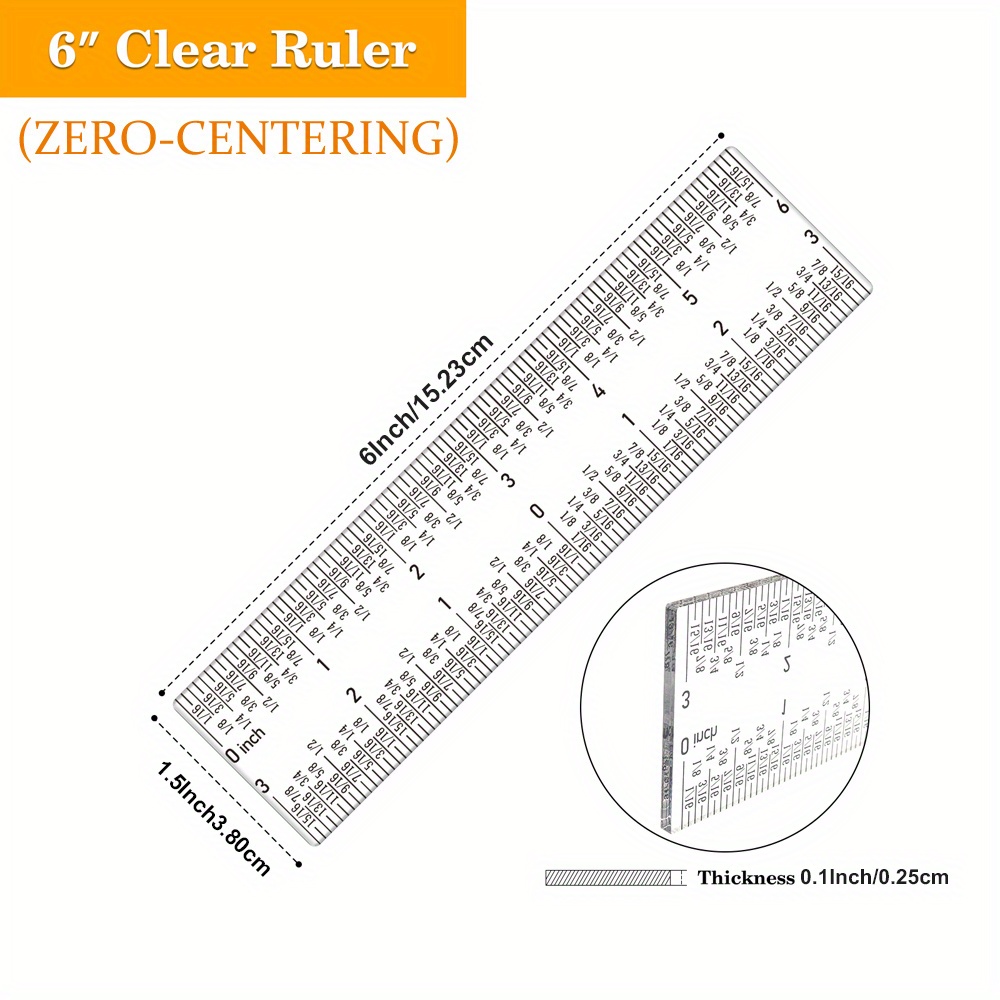 Marked Measurement Rulers - Eighths - 6 rulers