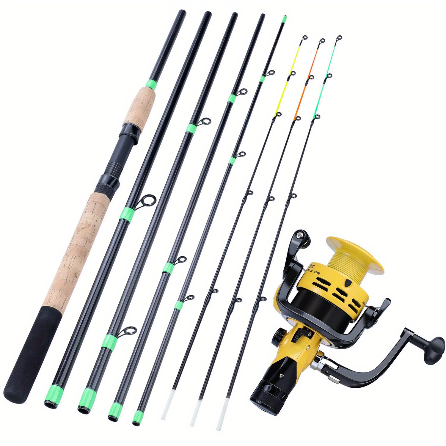 Cheap Fishing Rod Reel Combo 5.5FT 5 Section Travel Fishing Rod 13BB Spinning  Reel Carp Bass Rod Reel Set