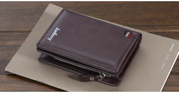 Baellerry, Billetera corta retro de negocios para hombres, con múltiples ranuras para tarjetas, cierre de cremallera y hebilla de cuero PU, Ideal para tarjetas bancarias, sólido en color oscuro para un toque de estilo y funcionalidad