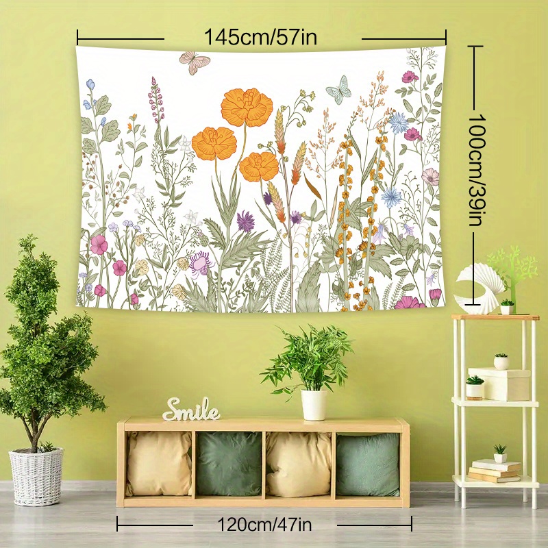 Beautiful Colorful Plants And Flowers Retro Garland Print Tapestry Home  Decoration Background Cloth, With Hooks - Temu