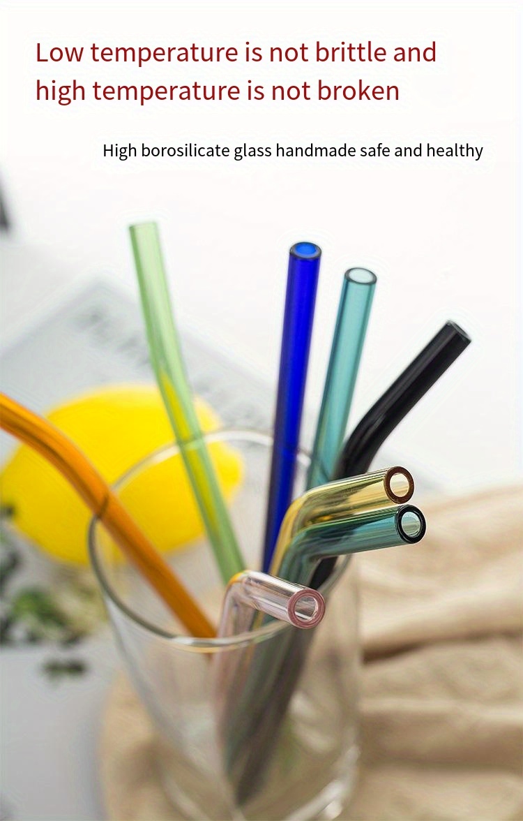 Handmade Reusable Colored Glass Straws Set
