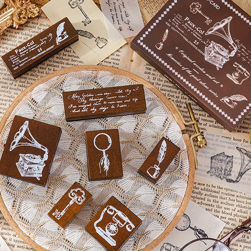 Wooden Rubber Stamp Set Pack suitable For Diy Crafts Gift - Temu