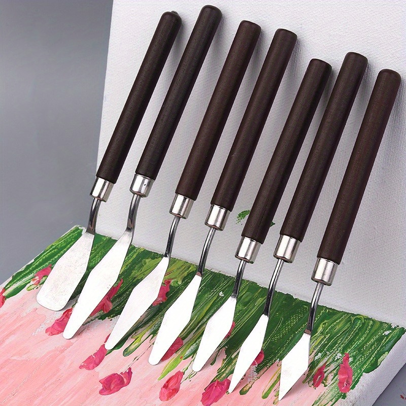 5Pcs/Set Stainless Steel Oil Painting Knives Artist Crafts Spatula Palette  Knife Oil Painting Mixing Knife