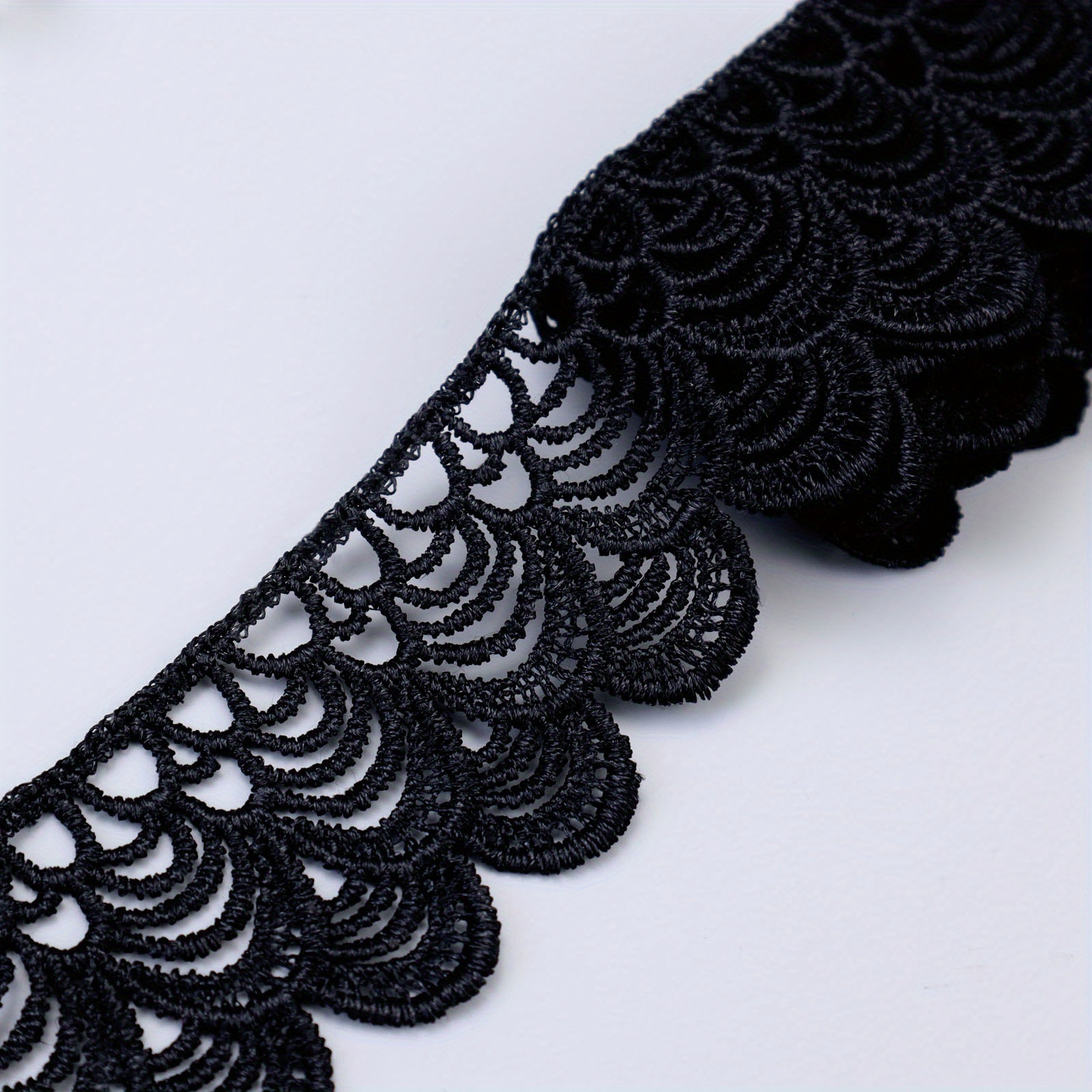 Elegant Venice Embroidered Lace Fabric in Black for Wedding Lace