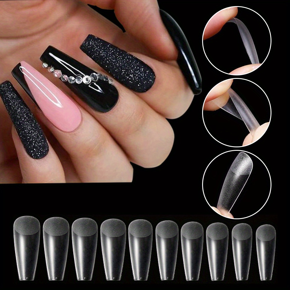 Coffin Nail Tips Ballet Frosted False Nails Nail Art Salons Temu Ireland 8109