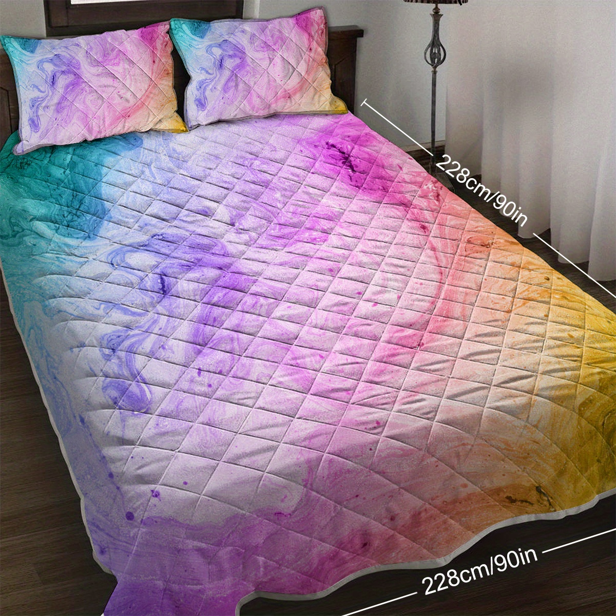 Colorful Marble Printed Bedspread Set Teen Women Men - Temu