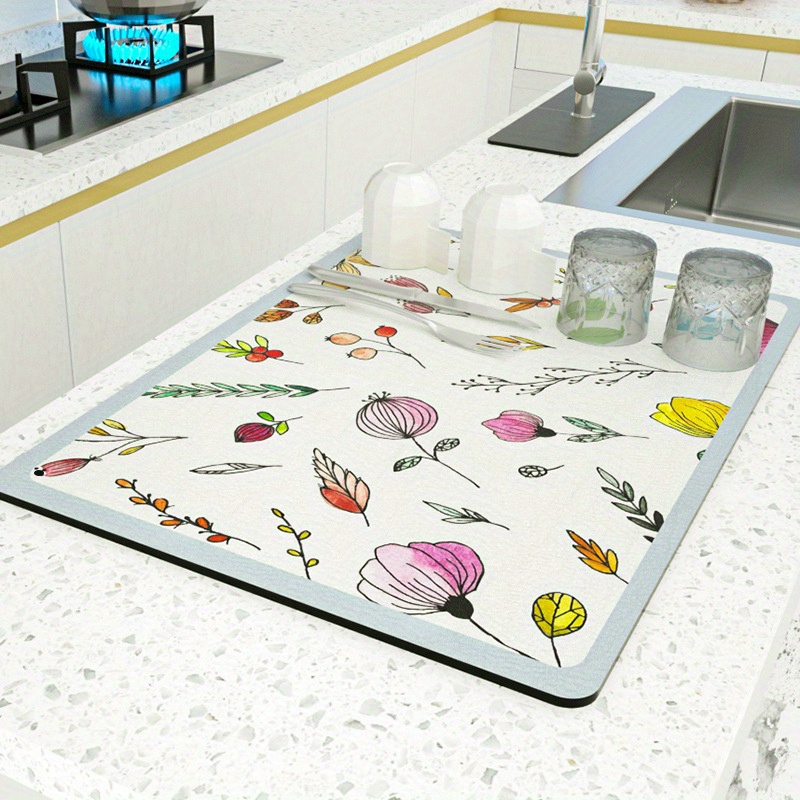 Dish Drying Mat Waterproof Heat Insulation Silicone Drainer Mat  Multipurpose Anti-slip Draining Pad Kitchen Countertop Dry Pad