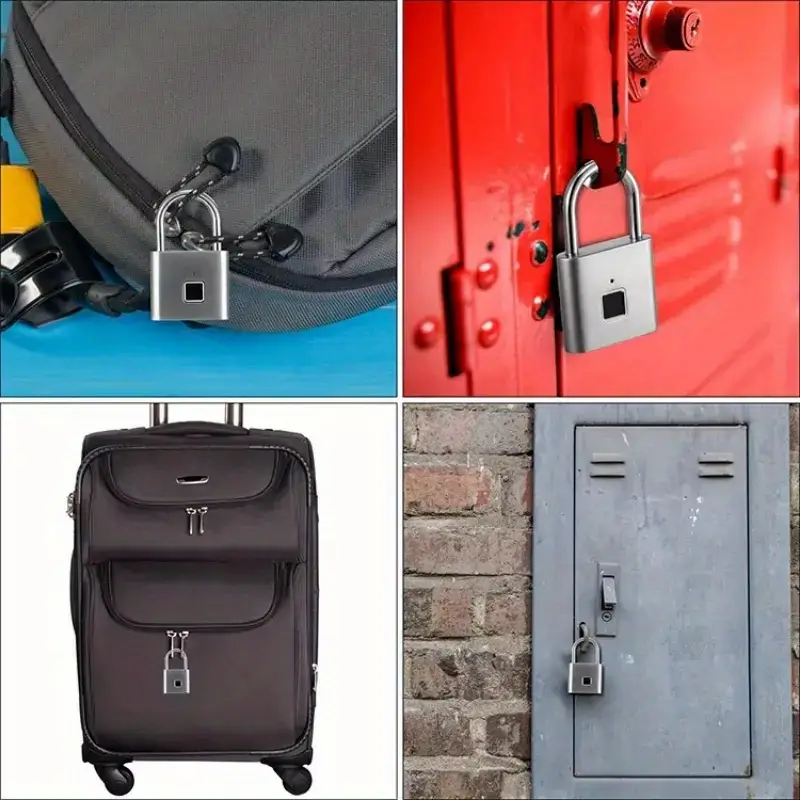 1pc mini smart fingerprint padlock waterproof security door lock antitheft keyless usb rechargeable lock for suitcase luggage details 8