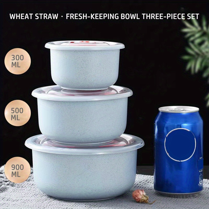Household Kitchen Wheat Straw Preservation Bowl With Lid